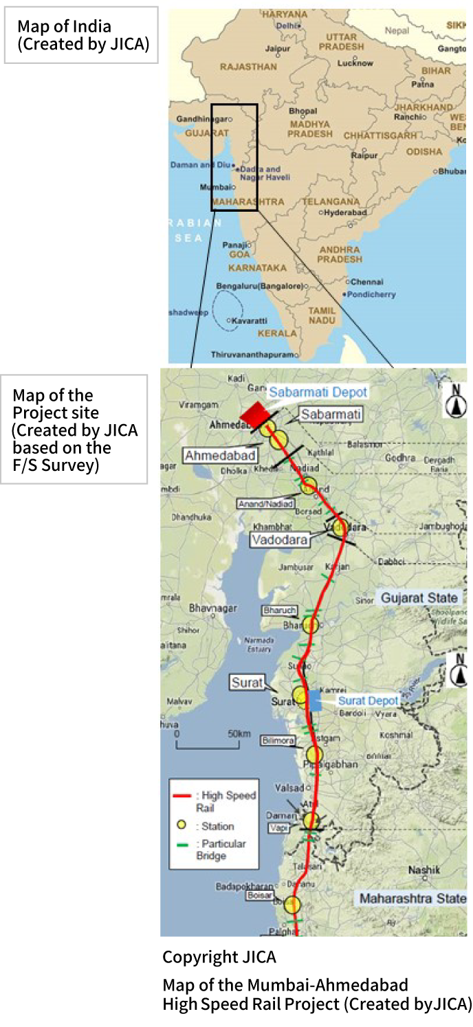 Copyright JICA Map of the Mumbai-Ahmedabad High Speed Rail Project (Created by JICA)